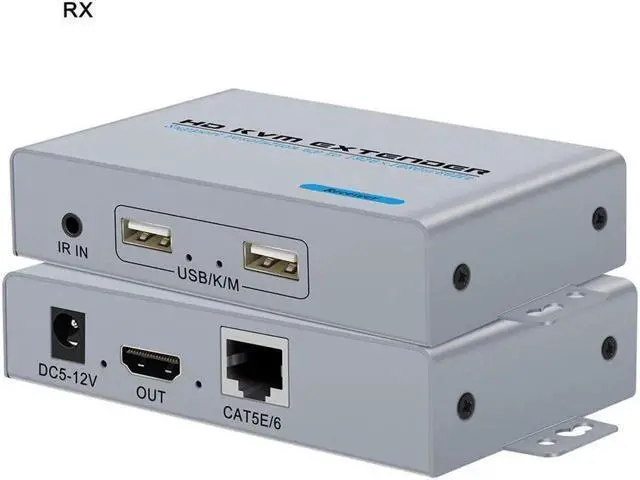Alt view image 6 of 6 - KVM USB Extender 1080P Over Cat5e/6 Ethernet Cable 100m (330ft) for Mouse and Keyboard Control Remote Signals