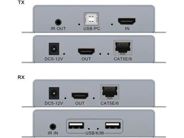 Alt view image 5 of 6 - KVM USB Extender 1080P Over Cat5e/6 Ethernet Cable 100m (330ft) for Mouse and Keyboard Control Remote Signals