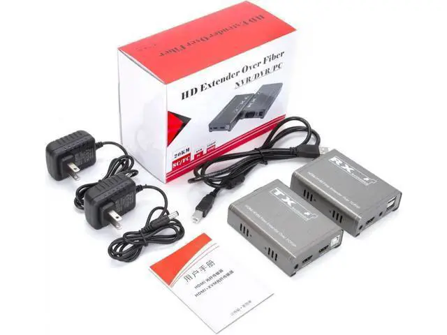 Alt view image 4 of 6 - 20Km HDMI KVM Extender over Optic Fiber HDMI USB KVM Extender Transmitter Receiver Audio Video Converter Fit USB Keyboard Mouse