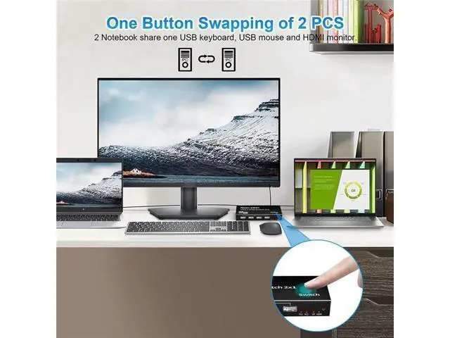 Alt view image 3 of 6 - Thunderbolt 4 USB C KVM Switch 4K 144Hz USB KVM Switch USB 8K 60Hz KVM Switcher for 2 Computer Macbook 1 HDMI Monitor