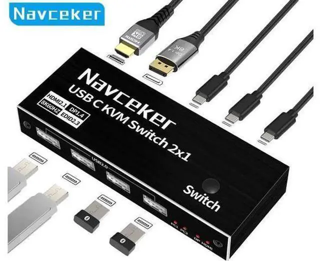 Main image of Thunderbolt 4 USB C KVM Switch 4K 144Hz USB KVM Switch USB 8K 60Hz KVM Switcher for 2 Computer Macbook 1 HDMI Monitor