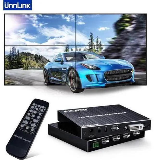 Main image of 2x2 HDMI DVI Video Wall Controller 1080P@60Hz with Remoter 3.5mm 1X2 1X3 1X4 2X1 3x1 4X1 2X2 Video Splitter 180 Flip