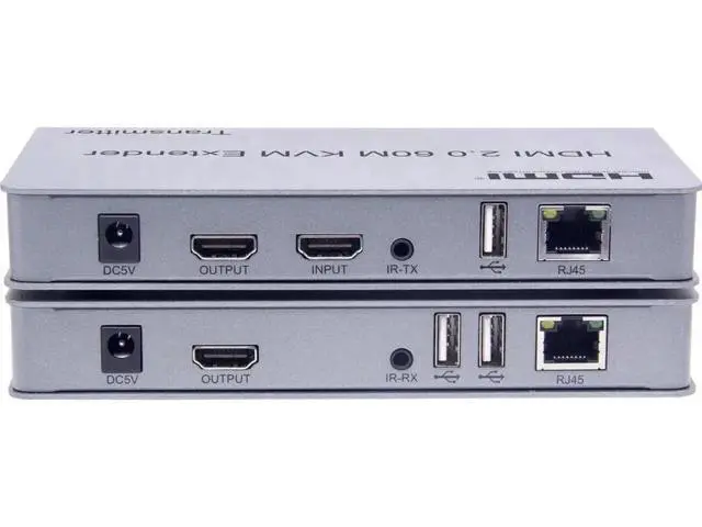 Alt view image 3 of 6 - 4K 60HZ HDMI 2.0 KVM Extender Via RJ45 Ethernet Lan CAT6 Cable to 60M HDMI USB Extender Support USB Keyboard Mouse Touch Screen