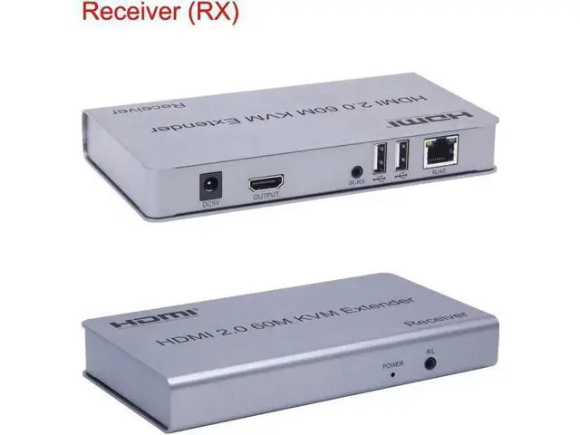 Alt view image 4 of 6 - 4K 60HZ HDMI 2.0 KVM Extender Via RJ45 Ethernet Lan CAT6 Cable to 60M HDMI USB Extender Support USB Keyboard Mouse Touch Screen
