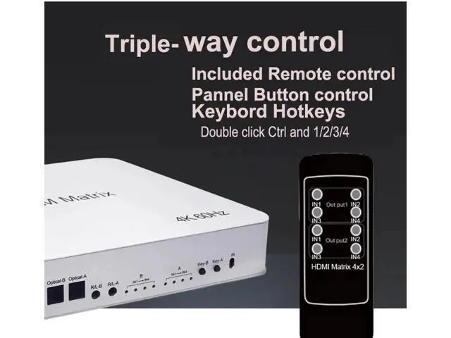 Alt view image 6 of 6 - 4K 60Hz Matrix HDMI KVM Switch 4x2 4 In 2 Out KVM Switcher Dual Monitor 4 Port KVM Switch Matrix Switcher HDMI USB PC 4 Computer