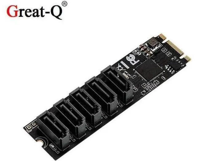 Main image of 3.0 SSD M.2 NVME to 5 Ports 7Pin SATA 3.0 6G m2 pci express pci-e Adapter with SATA cable JMB585 Chip