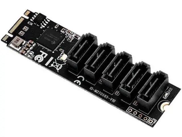 Alt view image 3 of 4 - 3.0 SSD M.2 NVME to 5 Ports 7Pin SATA 3.0 6G m2 pci express pci-e Adapter with SATA cable JMB585 Chip