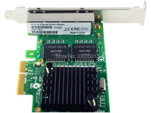 Alt view image 3 of 5 - I350-T4V2 4-Port Gigabit Ethernet PCI-Express X4 I350AM4 Server Adapter Network Card