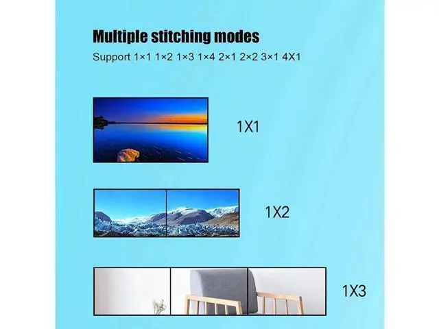 Alt view image 5 of 7 - Video Wall Controller Splicer, 4K @30Hz 4 Port HDMI Multimedia Interface Switcher, IR RS232 2X2 TV 4K 1x2 1x3 1x4 Processor SPDIF 3.5mm Out Audio HDMI Video Splicer Splitter Switch