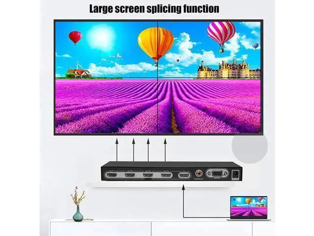 Alt view image 7 of 7 - Video Wall Controller Splicer, 4K @30Hz 4 Port HDMI Multimedia Interface Switcher, IR RS232 2X2 TV 4K 1x2 1x3 1x4 Processor SPDIF 3.5mm Out Audio HDMI Video Splicer Splitter Switch