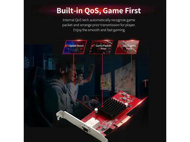 Alt view image 3 of 5 - 10Gb PCI-E Network Card AQC107 Chipset 2.5G/5G/10G PCIE-X4 Network adapter Fast Transmission Dongle for windows Linux