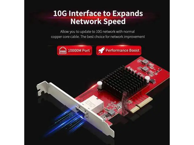 Alt view image 2 of 5 - 10Gb PCI-E Network Card AQC107 Chipset 2.5G/5G/10G PCIE-X4 Network adapter Fast Transmission Dongle for windows Linux
