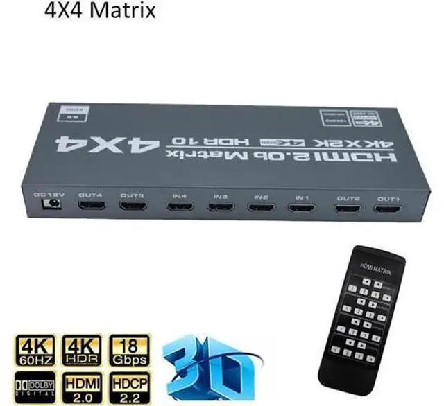 Main image of 4 In 4 Out HDMI-Compatible Splitter 4K@60Hz HDMI-Compatible Matrix Switcher Support Dolby HDR HDCP 2.2 With IR Control