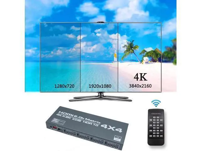 Alt view image 5 of 6 - 4 In 4 Out HDMI-Compatible Splitter 4K@60Hz HDMI-Compatible Matrix Switcher Support Dolby HDR HDCP 2.2 With IR Control