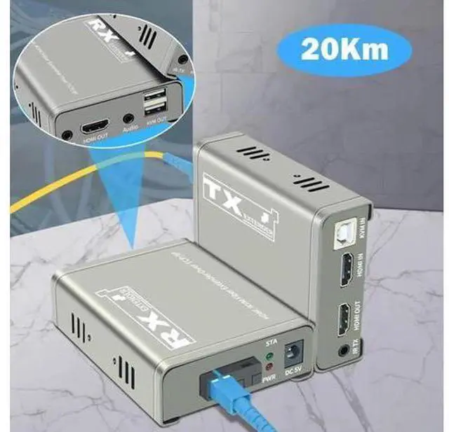 Main image of 20Km HDMI Fiber Optic KVM Extender via SC Fiber cable 1080P HDMI USB Fiber Optical Extender Transmit Support USB Keyboard Mouse