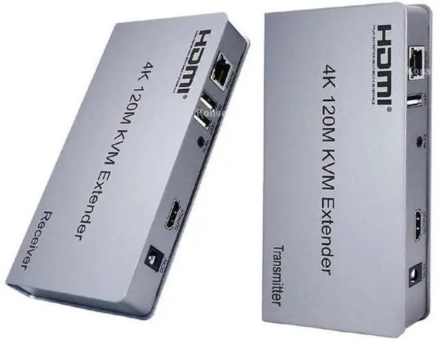 Main image of 4K HDMI KVM Extender 120M HDMI USB Extender Over Ethernet Cat6/7 Cable with Loop-out Support USB Keyboard Mouse for PC Monitor