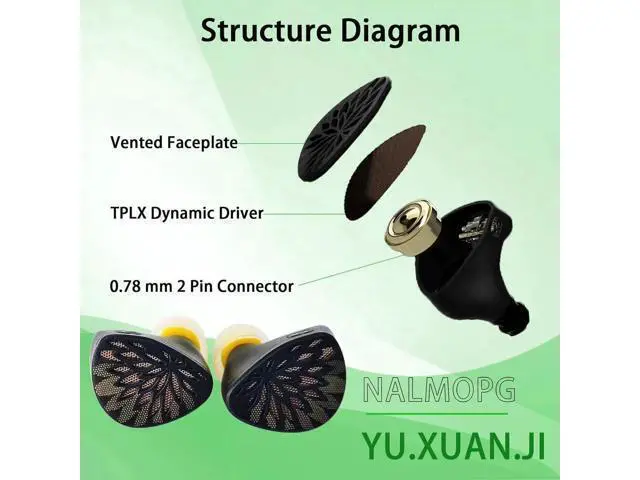 Alt view image 4 of 6 - YUXUANJI Earphones,10mm TPLX Dynamic Drive Wired Earbuds,in Ear Monitor Headphones,iems Ear Buds Wired for Gaming (4.4mm, Black)