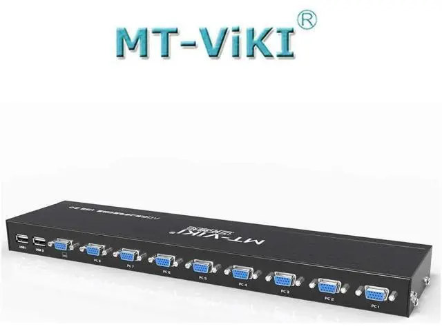 Alt view image 3 of 7 - Switch 8 Port KVM Switch VGA USB+8 Cables 2 in1 & Wired Extended Selector, MT-VIKI 8x1 Rackmount KVM VGA Switch