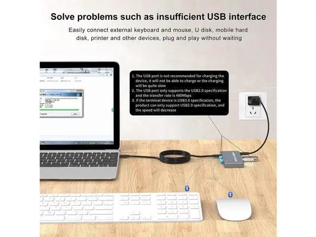 Alt view image 7 of 7 - USB C Type-C KVM Switch, 8K USB C KVM Switches 2 Ports USB Type-C for 2 Computers Share One 8K @60Hz HD Monitor, Switch Selector with 3 USB Supported Wireless Devices Keyboard Mouse Printer Scanner