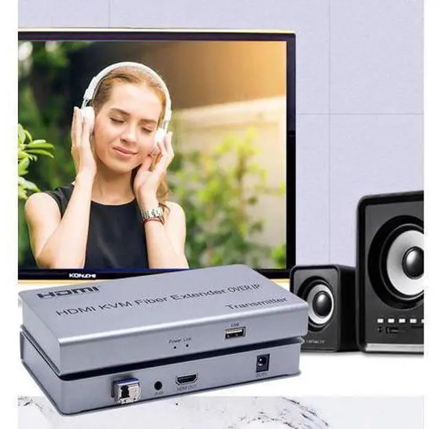 Alt view image 4 of 6 - 20km HDMI USB KVM Fiber Extender Over IP Single Mode Fiber-LC Fiber Optic Transceiver Audio Video Converter Transmitter Receiver