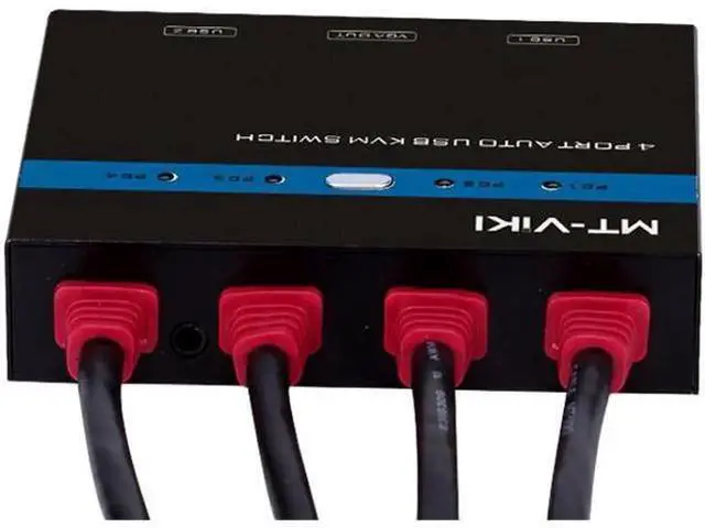Alt view image 5 of 5 - 4 Port Auto Smart USB VGA KVM Switch with Wired Remote Extension Switcher Panel High Resolution PC Selector Hotkey 481KL