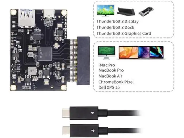 Alt view image 7 of 7 - Aomoproing Type-C USB4 40Gbps to PCI-E SSD 4x Graphics Card Converter Cable USB4.0 40Gbps JHL7440 Chipset