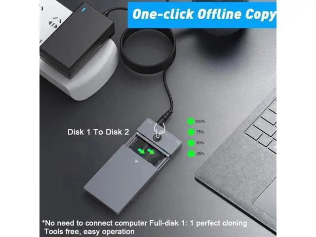 Alt view image 3 of 4 - Aomoproing Rocketek M2 SSD Case NVME Enclosure Offline Clone/Duplicator Function M.2 to USB Type C 3.1 for NGFF PCIE M/B&M Key Box,US plug