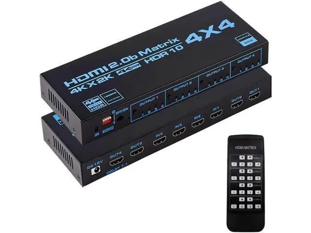 Alt view image 6 of 7 - Matrix 4X4, 4K UHD HDMI 4 In 4 Out Matrix HDMI 2.0 Matrix Switcher 4x4 Ports 4K @60Hz Support 4K Dolby Vision HDR HDCP 2.2 Support Remote Control