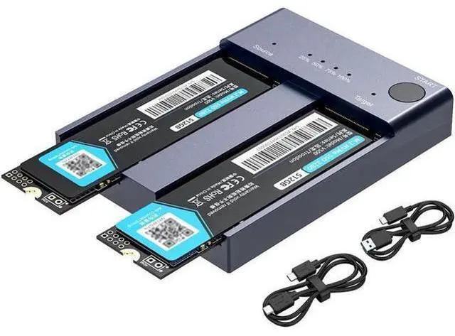 Main image of Aomoproing Dual Bay M.2 NVME SSD Enclosure Offline Clone USB C 3.1 Gen2 10Gbps For M Key & M/B Key NVME PCIe SSD Hard Drive Reader