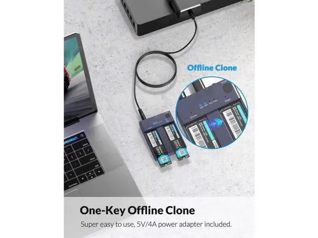 Alt view image 6 of 6 - Aomoproing M.2 NVME SSD Offline Clone Dual Bay 10Gbps USB C 3.1 Gen2 For M Key NVME PCIe M2 SSD Hard Drive Reader Enclosure docking