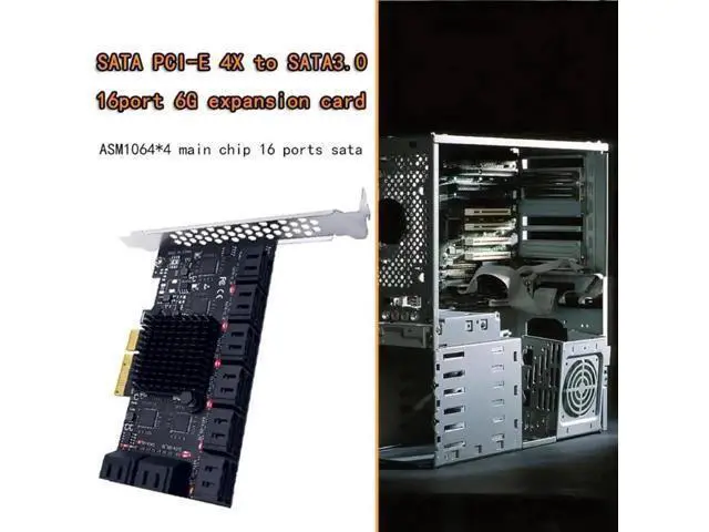 Alt view image 3 of 4 - Aomoproing PCIE SATA Card PCIe to 16 Ports SATA 3.0 6G SSD Adapter Card Computer Accessories Support 16 SATA 3.0 Devices