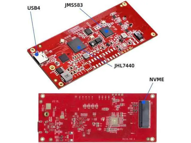 Alt view image 3 of 7 - Aomoproing UC-116 Type-C USB4 40Gbps to PCI-E SSD Nvme NGFF M-key Convert Card Cable USB-C 10Gbps JHL7440 JMS583