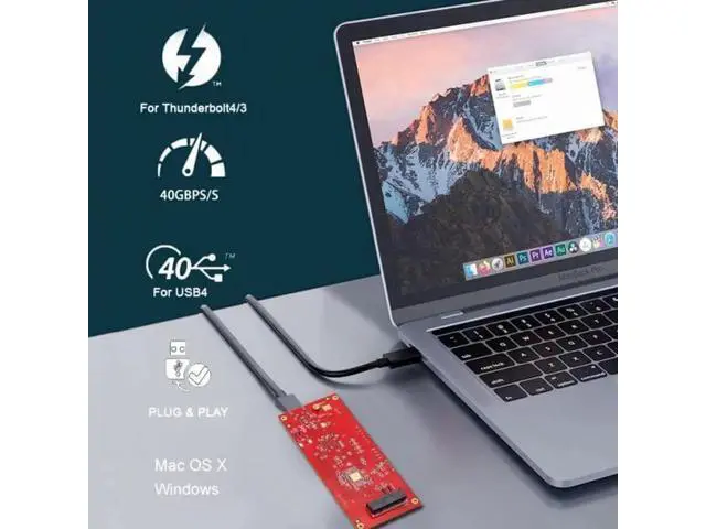 Alt view image 4 of 7 - Aomoproing UC-116 Type-C USB4 40Gbps to PCI-E SSD Nvme NGFF M-key Convert Card Cable USB-C 10Gbps JHL7440 JMS583