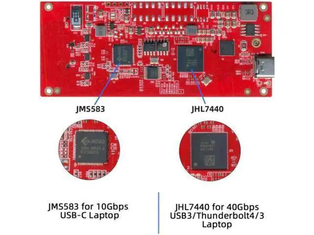 Alt view image 5 of 7 - Aomoproing UC-116 Type-C USB4 40Gbps to PCI-E SSD Nvme NGFF M-key Convert Card Cable USB-C 10Gbps JHL7440 JMS583