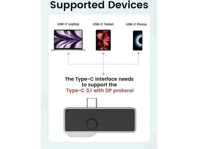 Alt view image 7 of 7 - Wireless HDMI Transmitter and Receiver, Support Type-C 3.1 USBC Port Smartphone/Tablet/Laptop, Plug and Play, Portable Wireless HDMI Extender Kit for Streaming Video/Audio to HDTV/Projector/Monitor