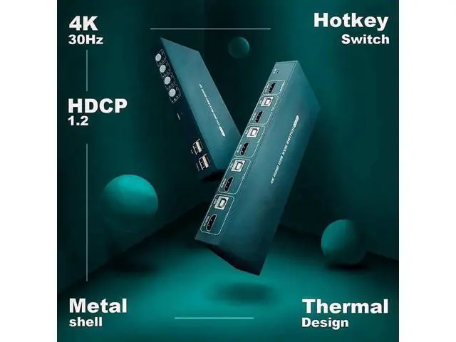 Alt view image 3 of 6 - Switch HDMI KVM Switches 4 Port 4K@30Hz USB2.0 4 PC 1 Monitor Switch,Hotkey Switch,With 4 HDMI Cables and 4 USB Cables