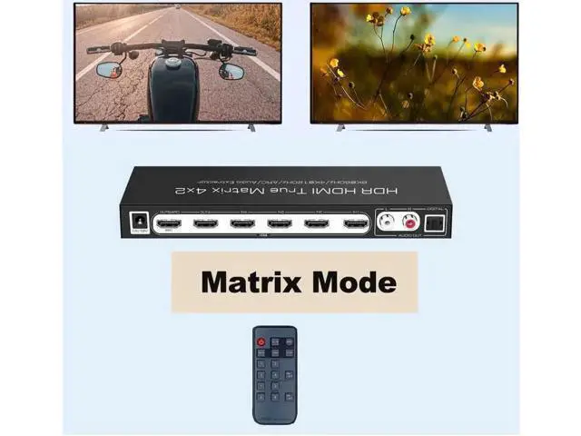 Alt view image 3 of 7 - 8K @60Hz HDR UHD HDMI 2.1 Matrix, HDR 4K 120Hz HDMI True Matrix 4x2 48Gbps ARC 8K 60Hz Splitter Switcher Switch 4 in 2 out HDMI2.1 Audio extractor
