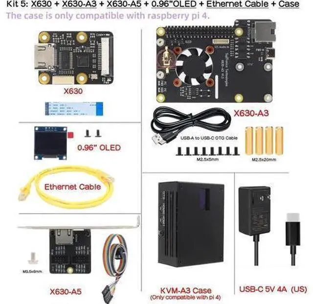 Alt view image 6 of 6 - Pi based KVM over IP PiKVM-A3 with Power Adapter USB-C 5V 4A for Raspberry Pi 4B