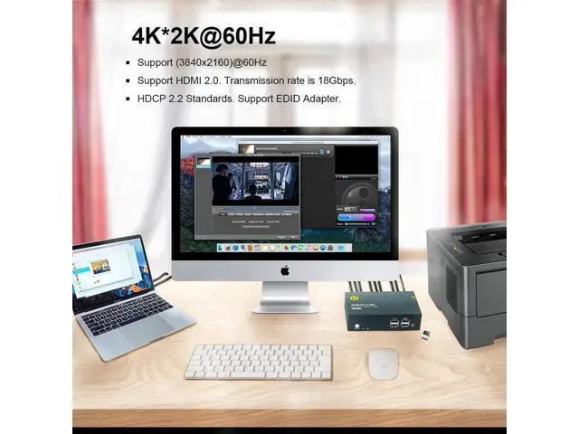 Alt view image 5 of 6 - 2 port KVM Switch HDMI 2.0 Switcher Splitter 4K@60Hz 2 Group 2 In 2 Out 4 Port With 4 USB Hub For PC Macbook Laptop Dual Display