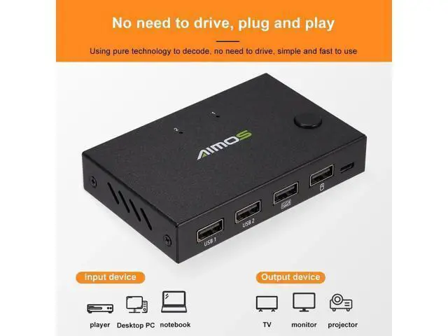 Alt view image 6 of 6 - HDMI-compatible Splitter 4K Switch KVM switch Usb 2.0 2 in1 Switcher For computer monitor Keyboard And Mouse EDID / HDCP Printer
