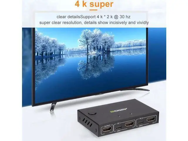 Alt view image 5 of 6 - HDMI-compatible Splitter 4K Switch KVM switch Usb 2.0 2 in1 Switcher For computer monitor Keyboard And Mouse EDID / HDCP Printer