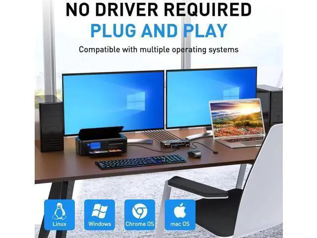 Alt view image 6 of 7 - Aomoproing Dual Monitor KVM Switch USB 3.0 HDMI KVM Switch 2 Monitors 3 Computers 4K@60Hz 2K@144Hz, EDID Emulator, Dual Monitor KVM Switch with 4 USB 3.0 Ports,Wired Remote and Cables Included