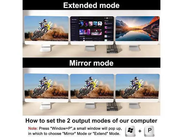 Alt view image 2 of 6 - KVM Switch 3 Monitors 3 Computers 8K@60Hz 4K@144Hz, Camgeet HDMI+2 Displayport KVM Switch Triple Monitor for 3 Computer Share 3 Monitor and 4 USB3.0 Devices,Wired Remote and 12V power adapter Included
