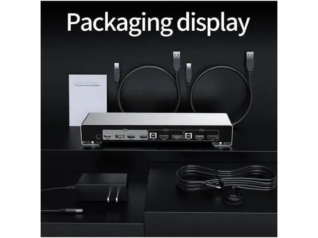 Alt view image 3 of 7 - Monitor DisplayPort HDMI KVM Switch, 4K @60Hz 2-Port Extended Display 2 in 2 Out DP + HDMI KVM Switch 2 Monitors 2 Computers Displayport and HDMI, with 2 x USB Ports