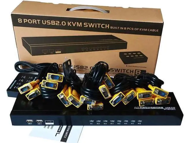 Alt view image 4 of 7 - Aomoproing KVM Switch 8 Port KVM Switch VGA USB+8 Cables 2 in1 & Wired Extended Selector, MT-VIKI 8x1 Rackmount KVM VGA Switch