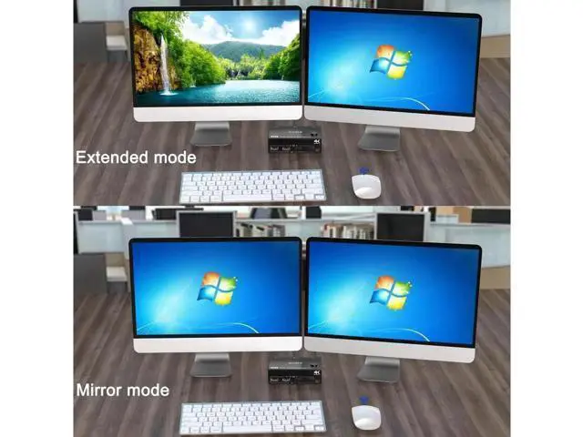 Alt view image 5 of 7 - Monitor Displayport+HDMI KVM Switch 4K@60Hz,2K@120Hz, HDMI DP Extended Display Switcher USB KVM Switch for 2 Computers Share 2 Monitors and 4 USB 2.0 Ports,Wired Remote and 4 Cables Included