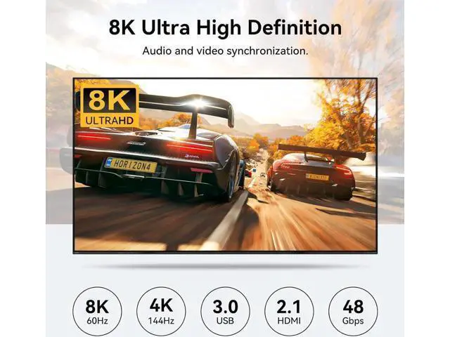 Alt view image 5 of 7 - HDMI2.1 KVM Switch 4 Computers 1 Monitor 8K@60Hz 4K@120Hz 4 Port KVM Switches For 4 PCs Share 4 USB Devices Like Keyboard Mouse Printer etc. With Remote Controller & Other External Accessories