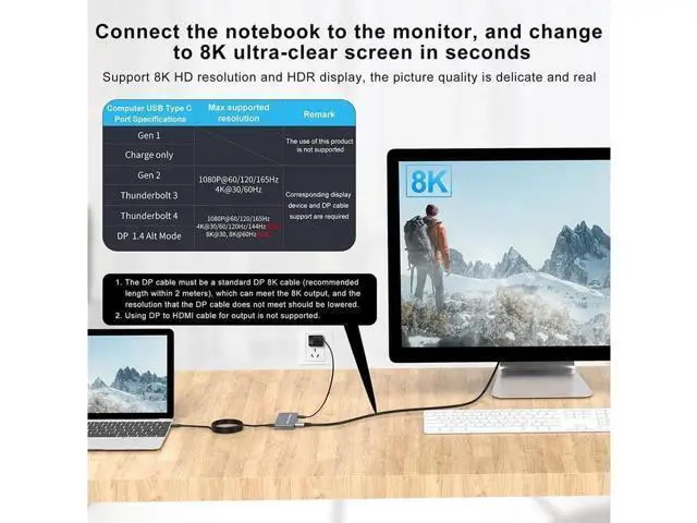 Alt view image 5 of 7 - USB C Type-C KVM Switch, 8K USB C KVM Switches 2 Ports USB Type-C for 2 Computers Share One 8K @60Hz HD Monitor, Switch Selector with 3 USB Supported Wireless Devices Keyboard Mouse Printer Scanner