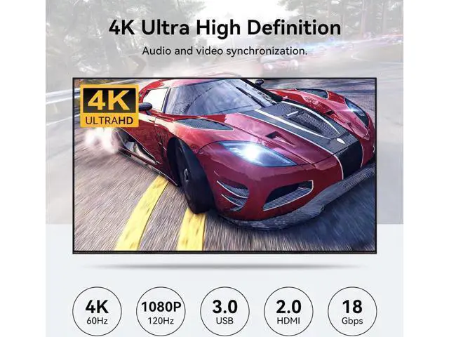 Alt view image 4 of 7 - Dual Monitor HDMI KVM Switch 4 Computers 2 Monitors 4K@60Hz 2K@120Hz 4 Port KVM Switches for 4 PCs Share 2 Monitor and 4 USB 3.0 Devices with Remote Control,USB3.0 Cables and Power Adapte