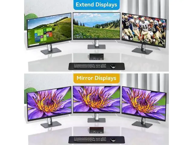 Alt view image 5 of 7 - 8K@60Hz HDMI+2 Displayport KVM Switch 3 Monitors 2 Computers 4K@120Hz USB 3.0 DP KVM Swtiches Triple Monitor 2 Port for 2 PC Share 1 Set of Keyboard Mouse Printer Hard Disk Etc Support Extended Mode